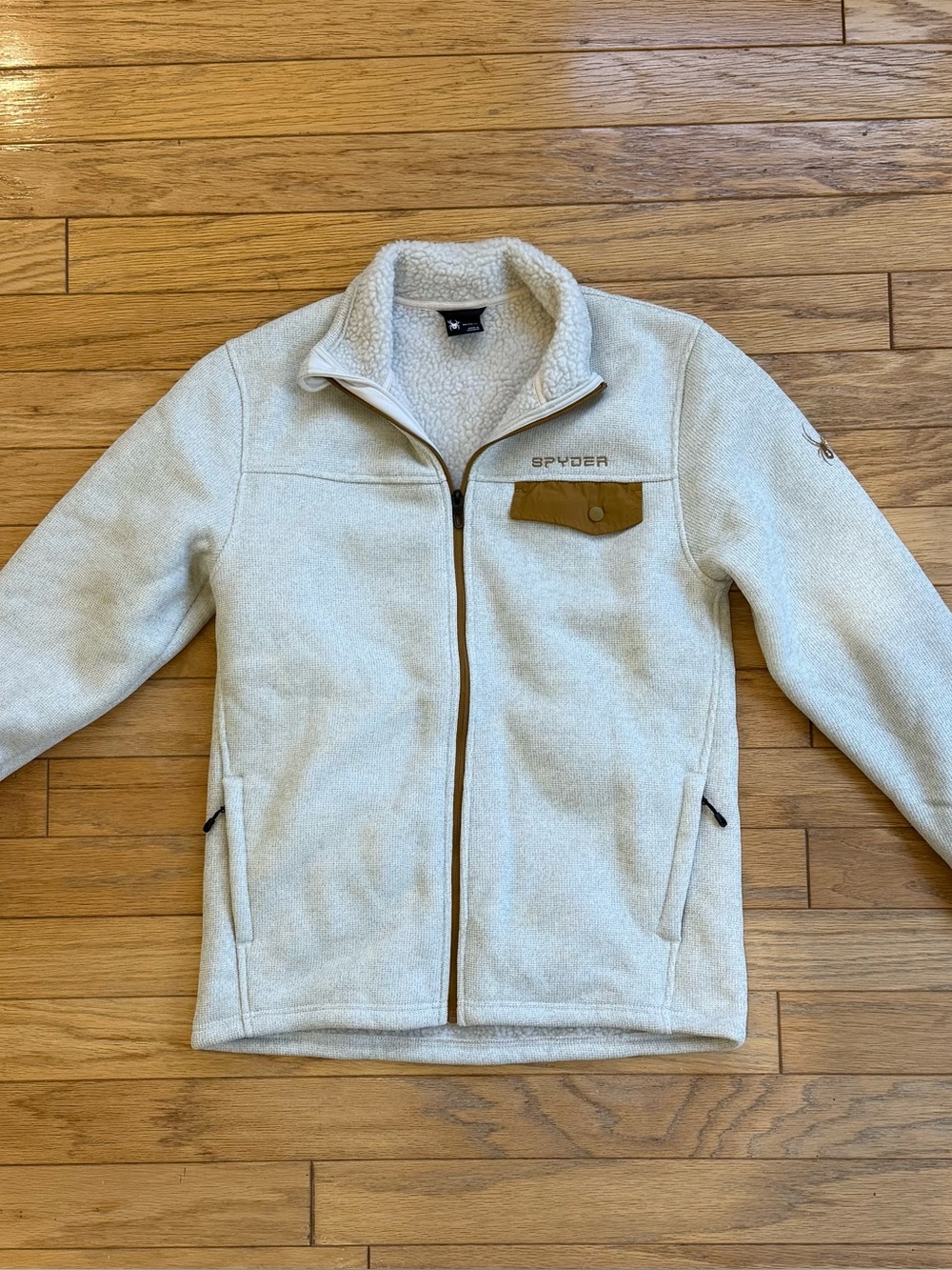 Spyder Expo Oatmeal Fleece Full-Zip Jacket with Tan Pocket Accent